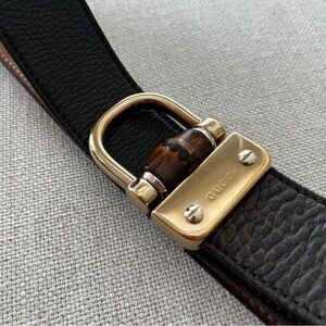 GUCCI Vintage Brown Leather Bamboo Belt